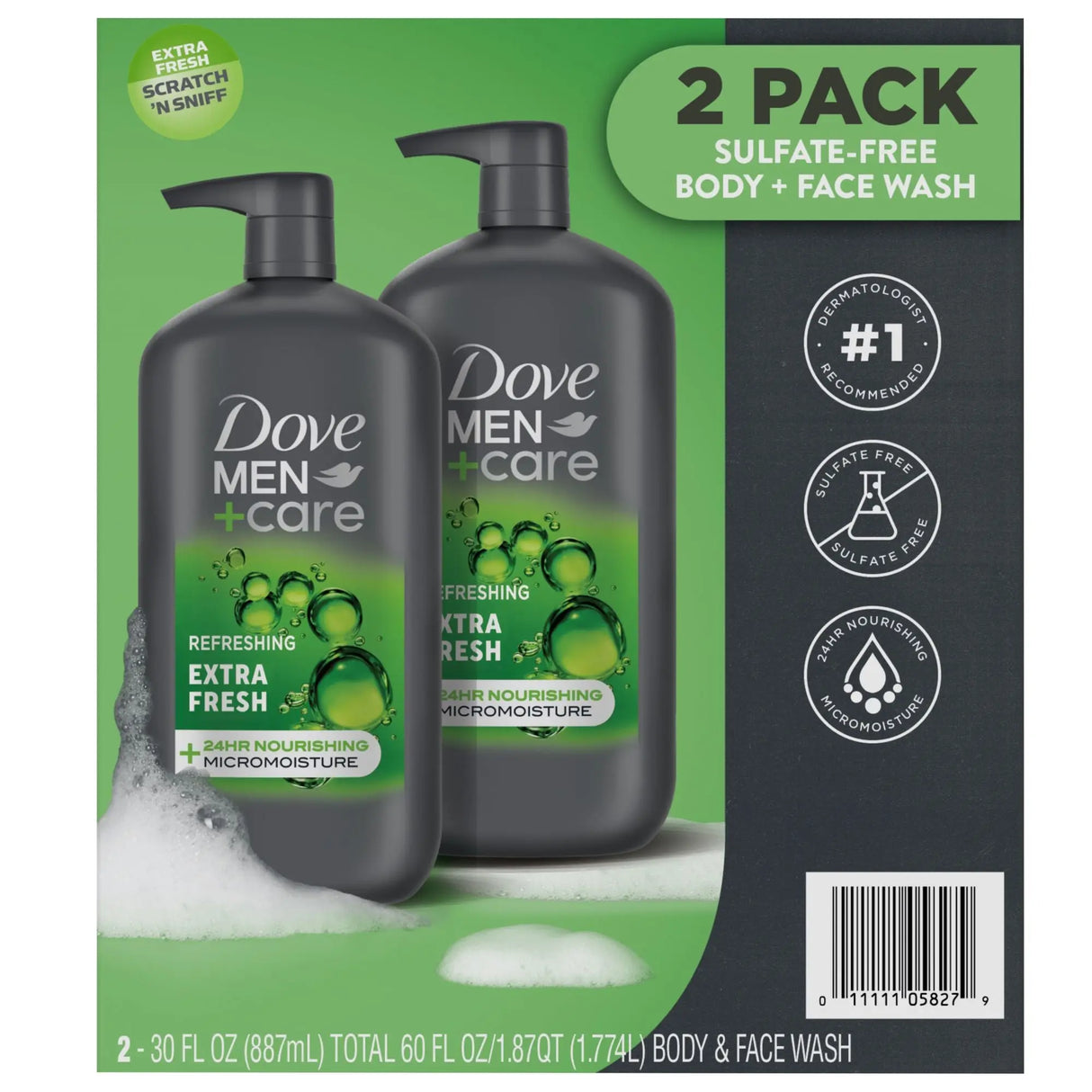 Dove Men+Care Body + Face Wash (2-Pack, 30 fl oz Each) | Refreshing, Skin-Strengthening Cleanse Dove