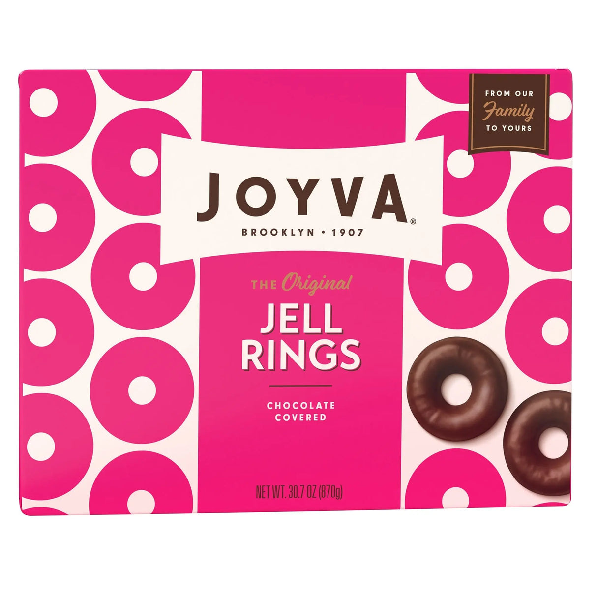 Joyva Jell Rings (30.7 oz) | Chocolate-Covered Fruit Gel Candy in a Bulk Family Size Joyva