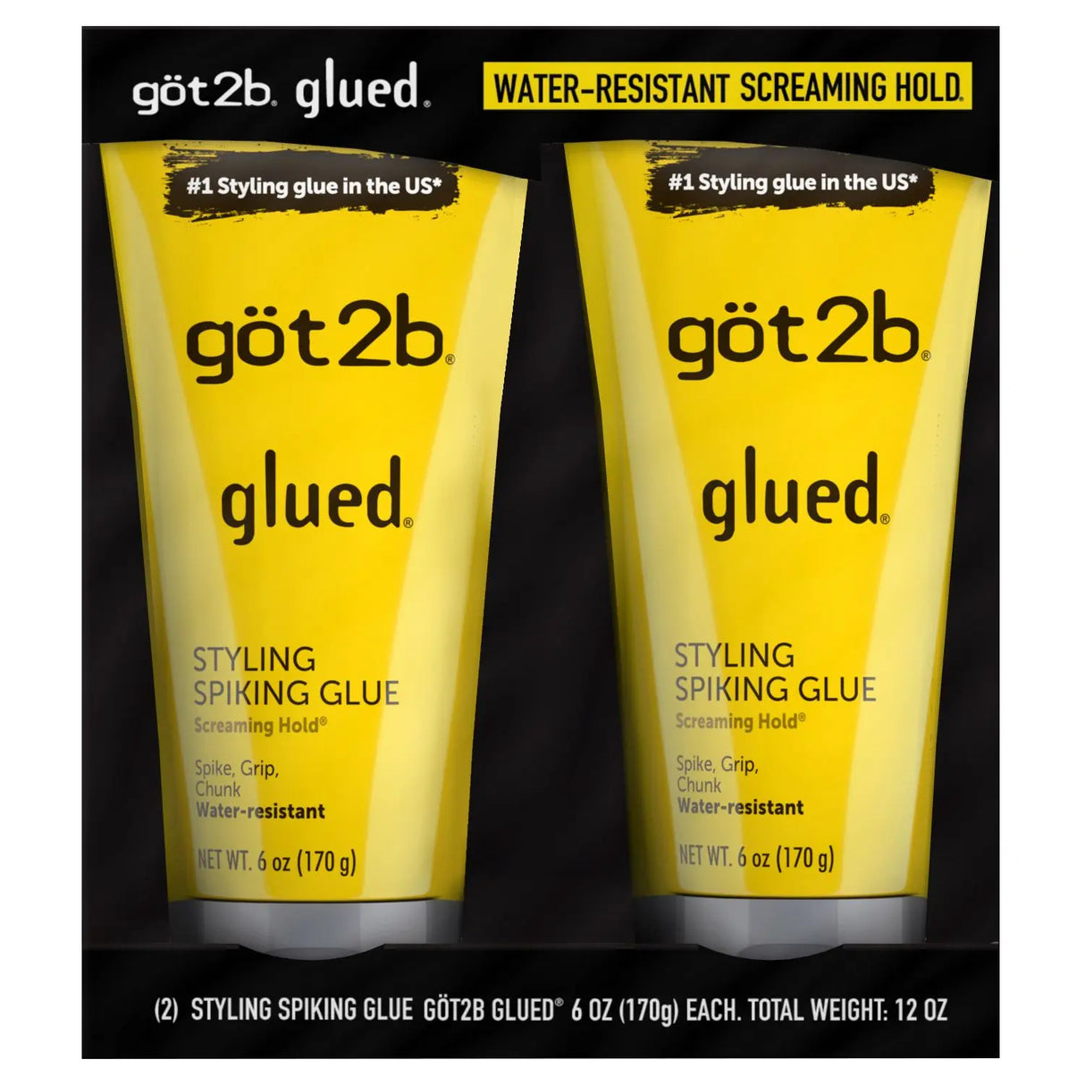 Got2b Glued Hair Gel (2-Pack, 6 oz) | Extreme Hold Styling Got2b