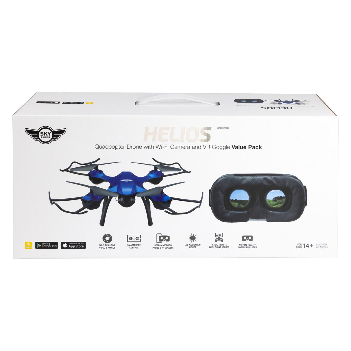 Sky Rider Helios drone with VR goggles