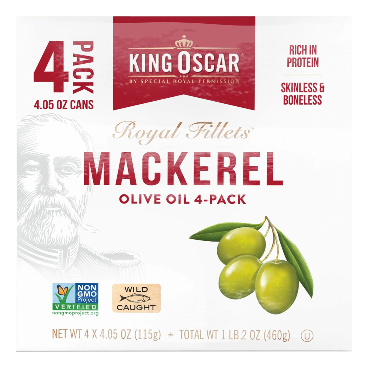 King Oscar Mackerel in Olive Oil (6-Pack, 4.05 oz Each) | Rich Mediterranean Snack King Oscar