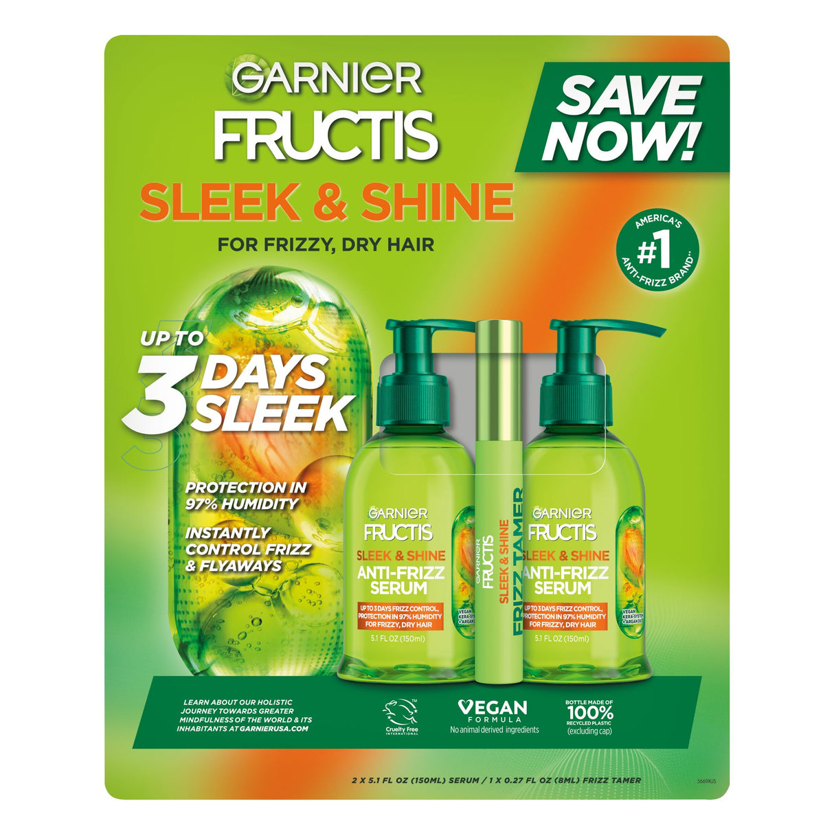 Garnier Fructis Sleek & Shine anti-frizz kit 2 pack