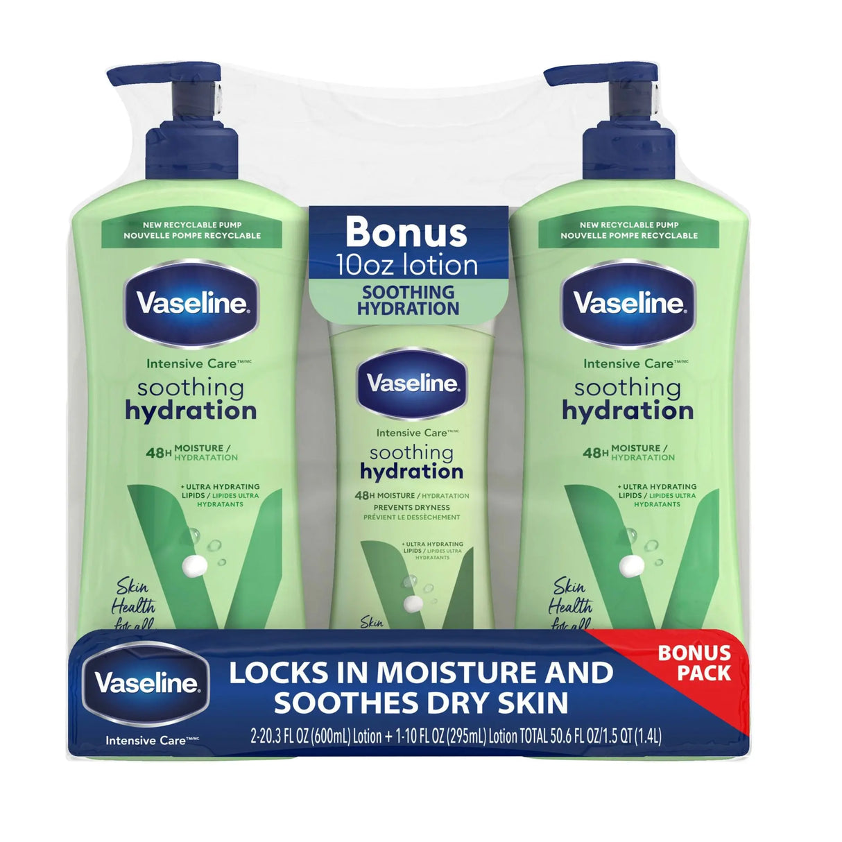 Vaseline Intensive Care Lotion (2-Pack, 20.3 fl oz + 10 fl oz Bonus) | Soothing Deep Hydration Vaseline