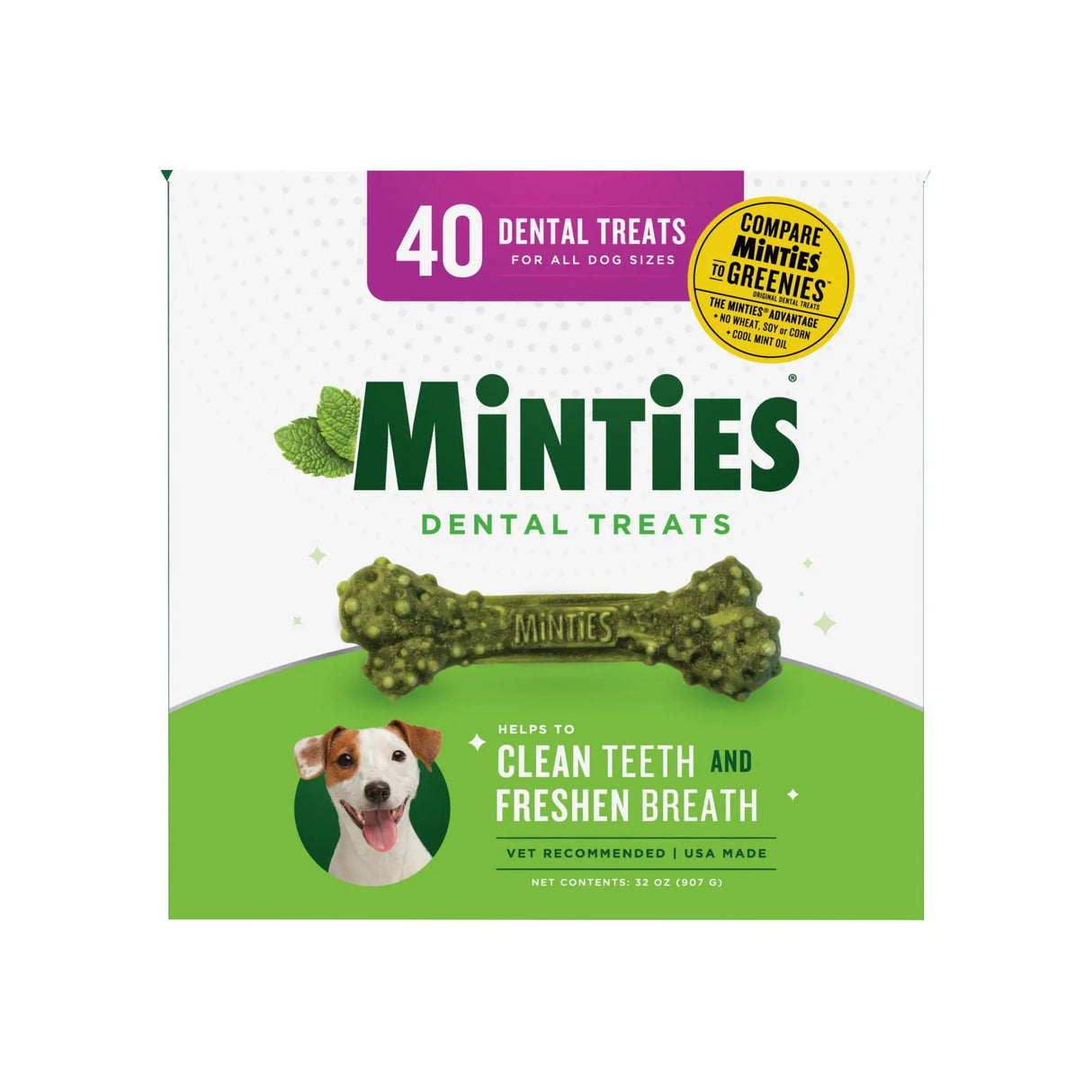 Minties Dental Treats (40 ct) | Fresh Breath & Oral Health for Dogs Minties