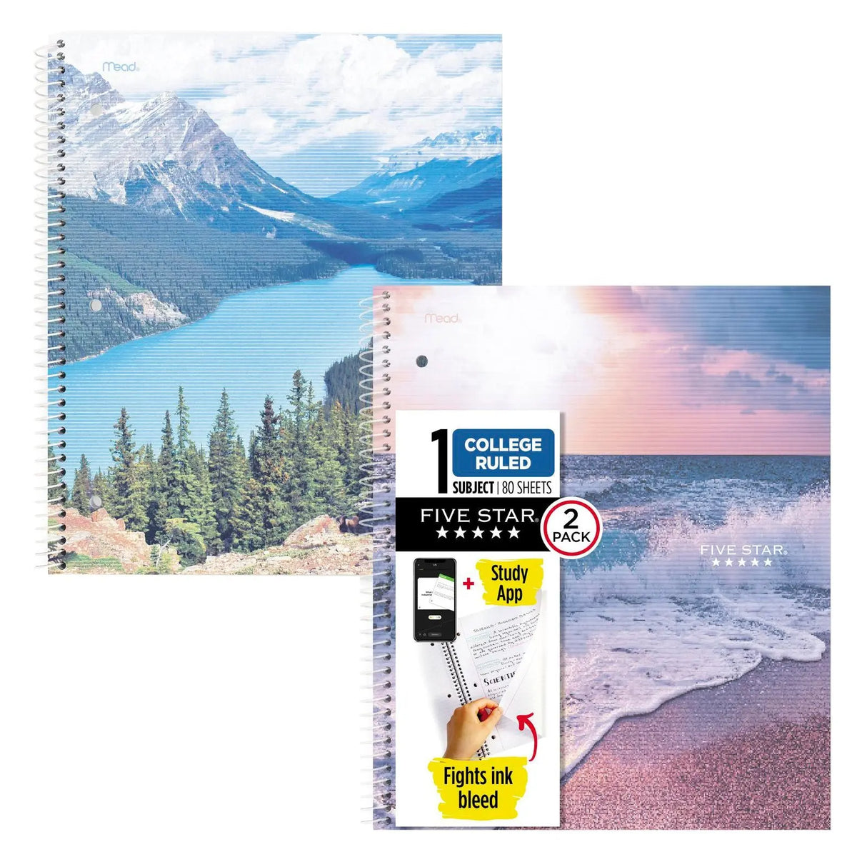 Five Star College Ruled Notebooks (2-Pack, 80 ct.) | Organized Notes with Study App Five Star