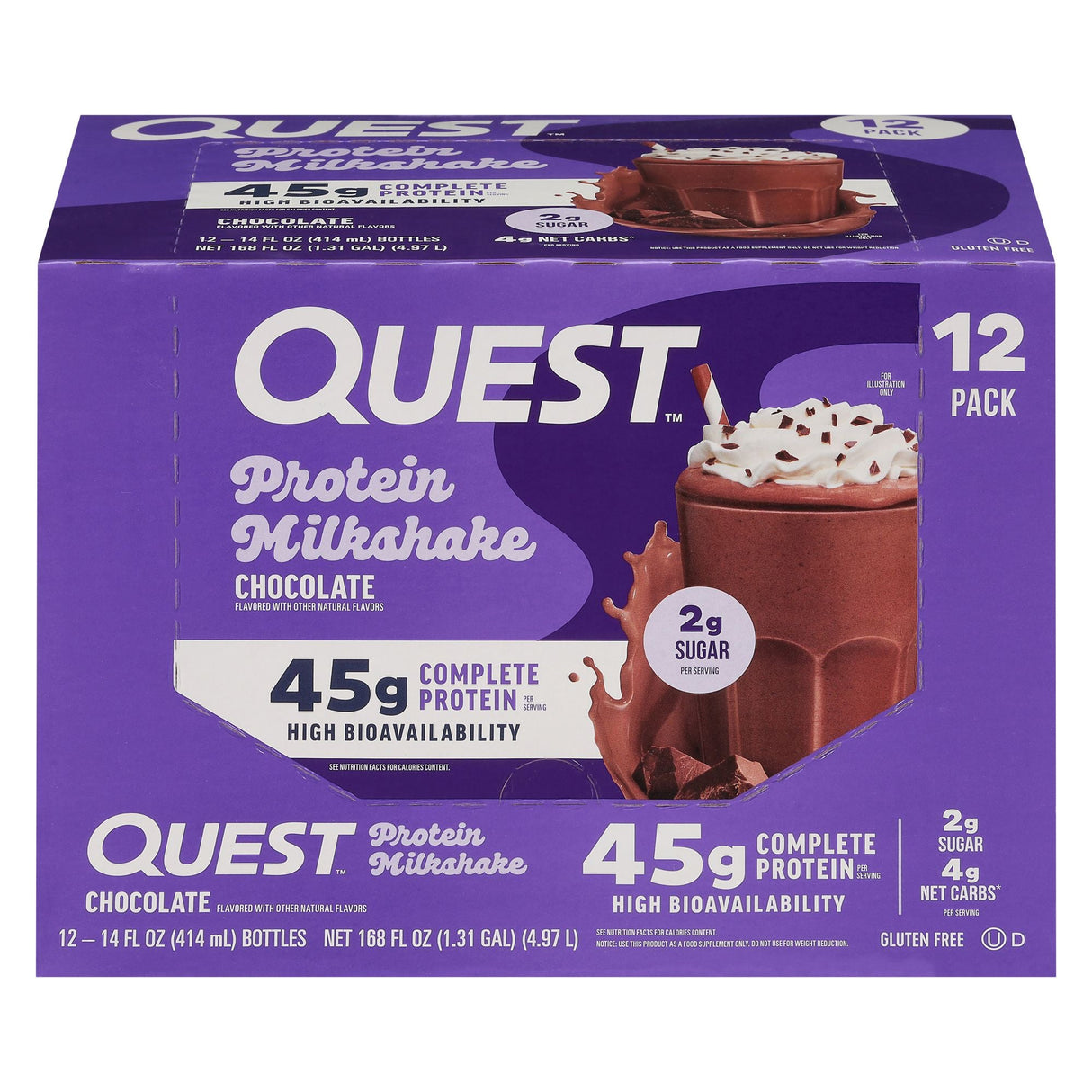 Quest Chocolate Protein Shakes (12-Pack, 14 oz Each) | 45g Protein with Creamy Flavor Quest