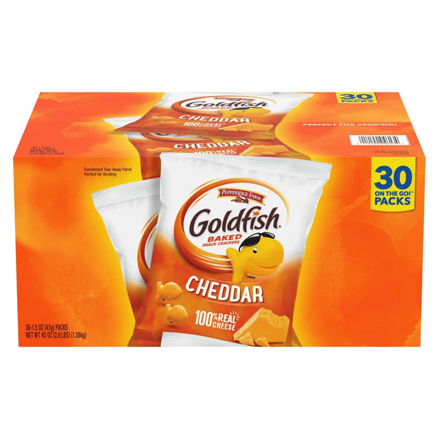 Goldfish Cheddar Crackers Snack Packs (30-Pack, 1.5 oz Each) | Kid-Friendly Crunch Pepperidge Farm