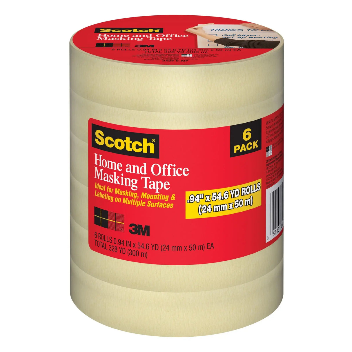 Scotch Masking Tape (6-Pack) | Clean Removal for Home & Office Scotch