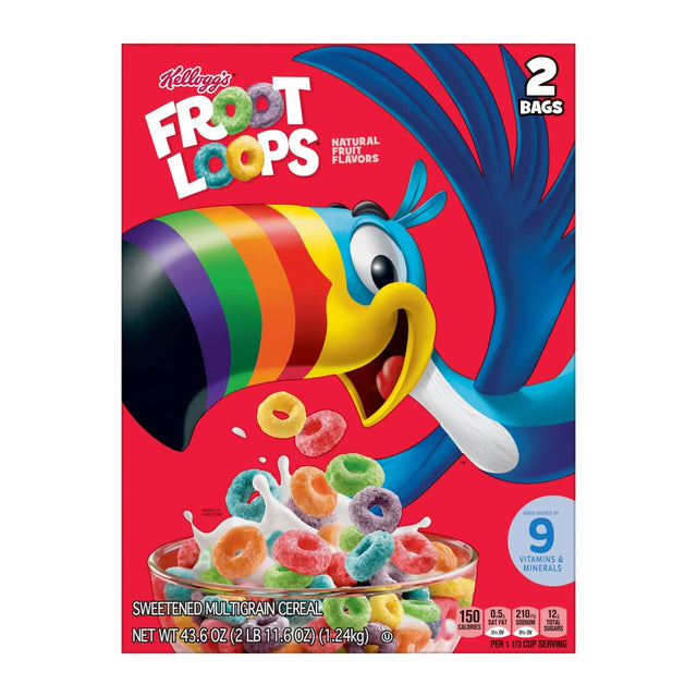 Kellogg's Froot Loops Cereal (2-Pack) | Colorful Fruity Breakfast Kellogg's