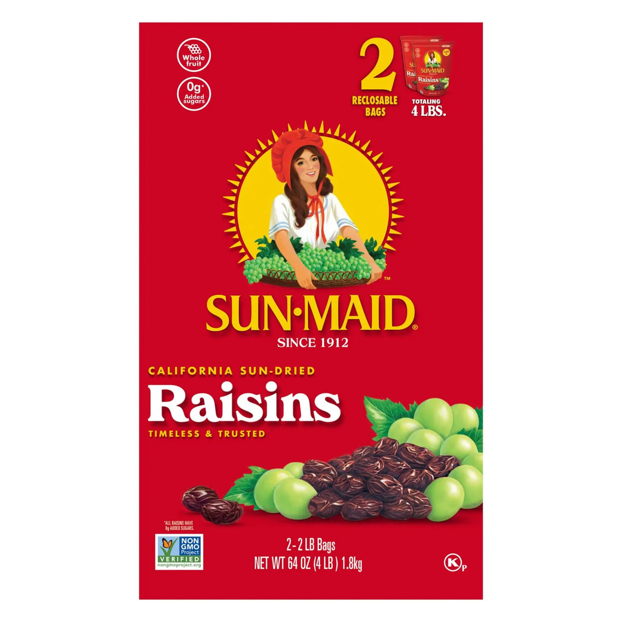 Sun-Maid Sun-Dried Raisins (2-Pack, 2 lbs Each) | Naturally Sweet Fruit Snack Sun-Maid