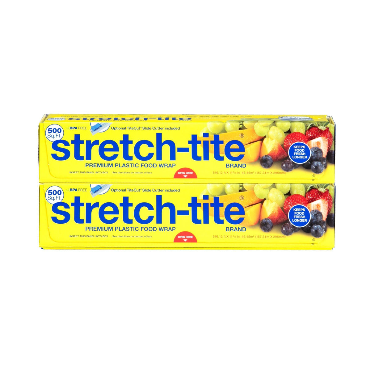 Stretch-Tite Plastic Wrap (2-Pack, 500 sq ft Each) | Strong, Clingy Seal for Freshness Stretch-Tite