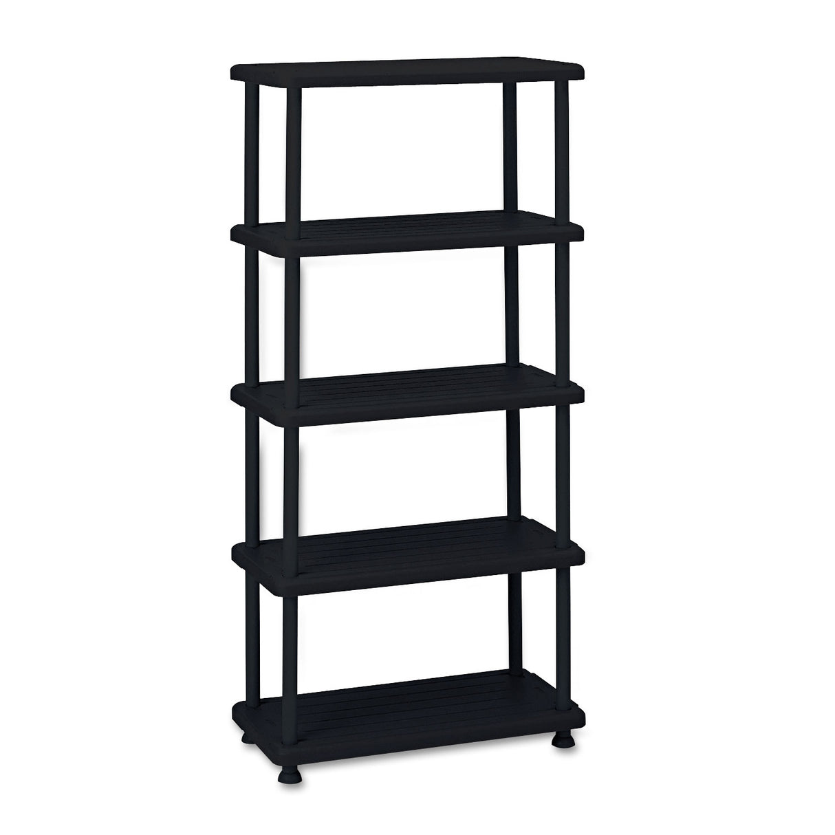 Iceberg Rough n Ready Open Storage System, Five-Shelf, Blow-Molded HDPE, 36w x 18d x 74h, Black (20851)