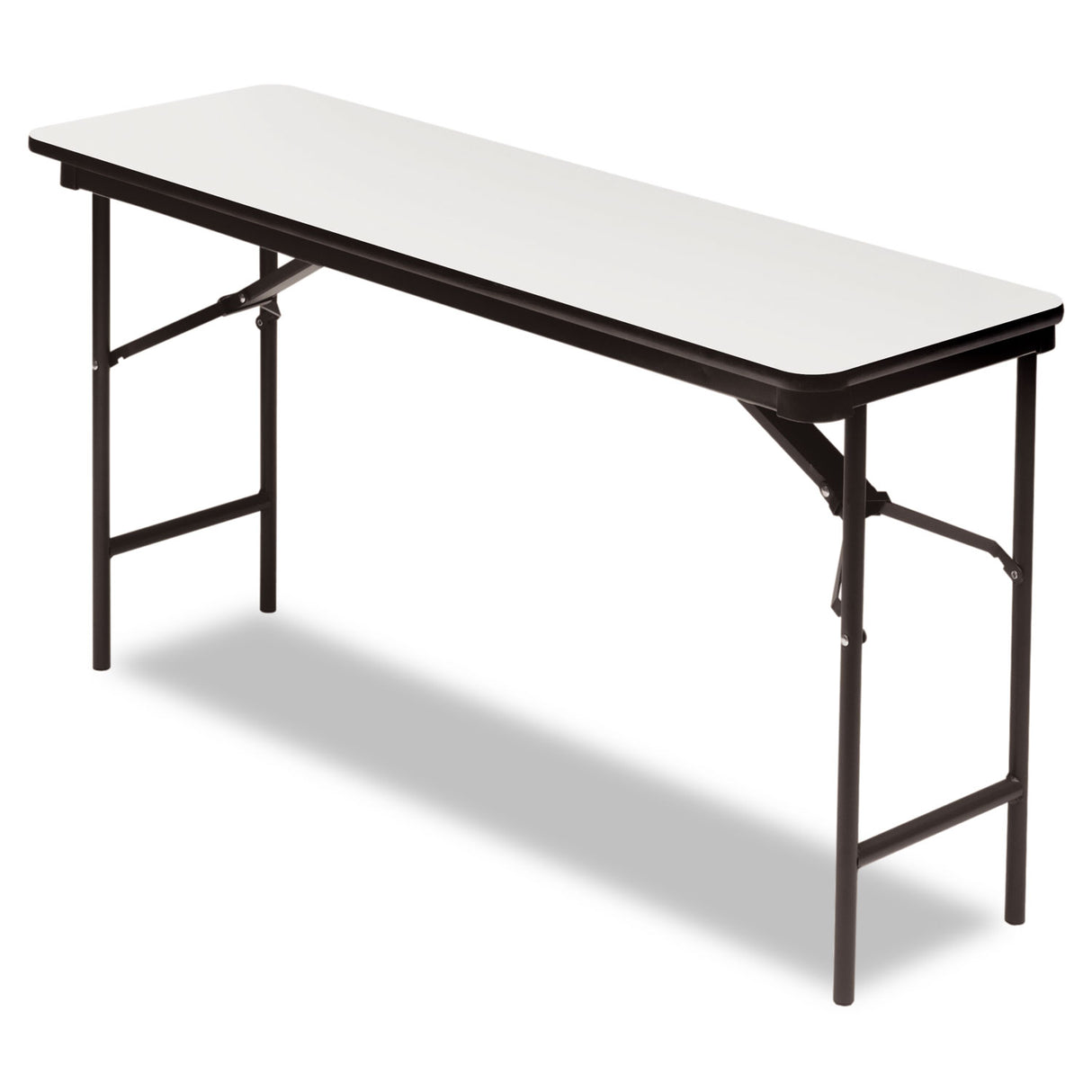 Iceberg OfficeWorks Commercial Wood-Laminate Folding Table, Rectangular, 60" x 18" x 29", Gray Top, Charcoal Base (55277)