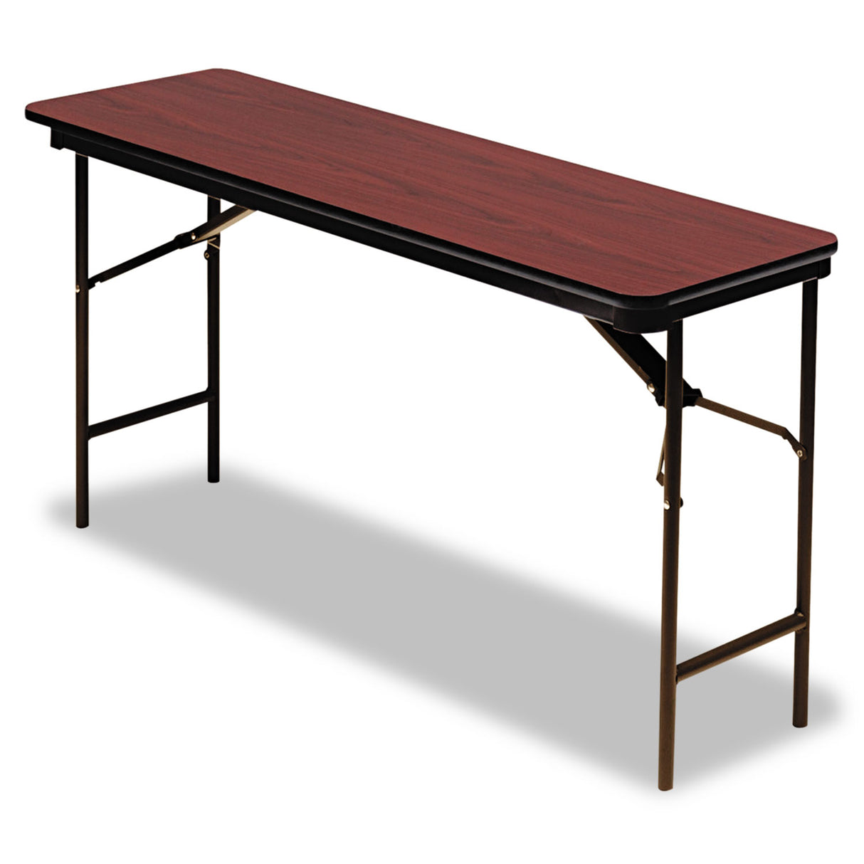 Iceberg OfficeWorks Commercial Wood-Laminate Folding Table, Rectangular, 72" x 18" x 29", Mahogany (55284)