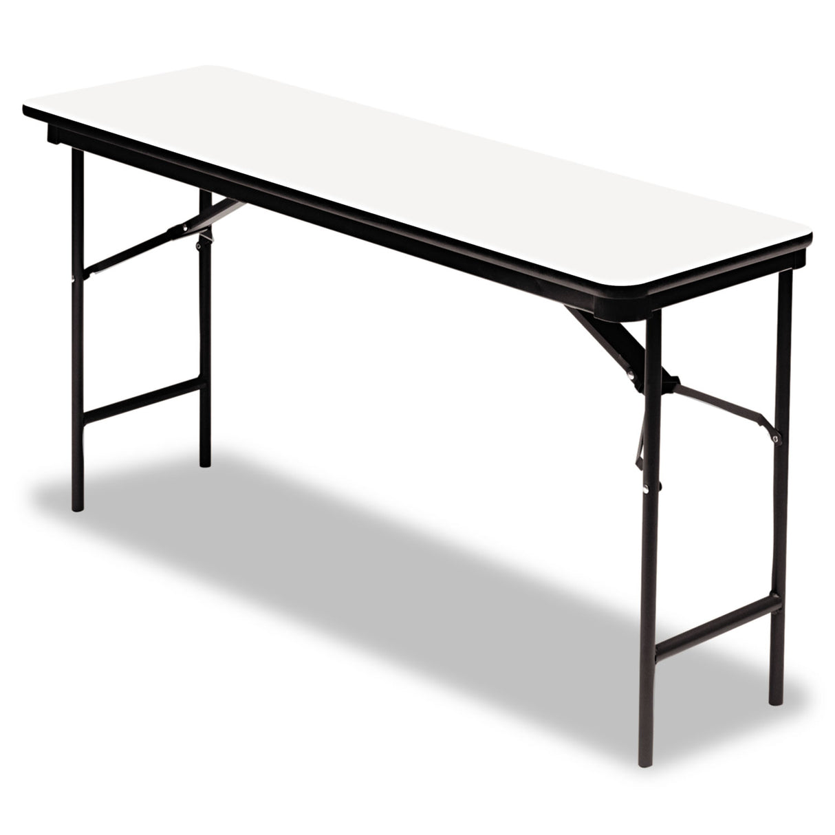 Iceberg OfficeWorks Commercial Wood-Laminate Folding Table, Rectangular, 72" x 18" x 29", Gray Top, Charcoal Base (55287)