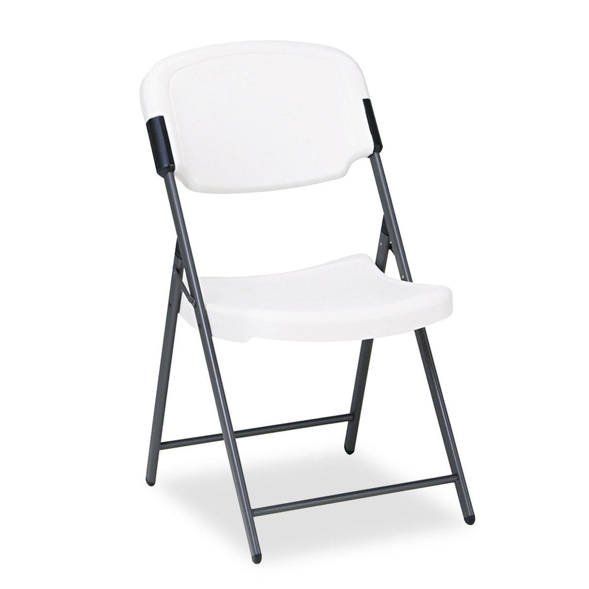 Iceberg Rough n Ready Commercial Folding Chair, Supports Up to 350 lb, 15.25" Seat Height, Platinum Seat, Platinum Back, Black Base (64003)