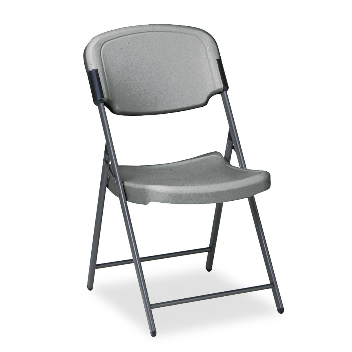 Iceberg Rough n Ready Commercial Folding Chair, Supports Up to 350 lb, 15.25" Seat Height, Charcoal Seat, Charcoal Back, Silver Base (64007)