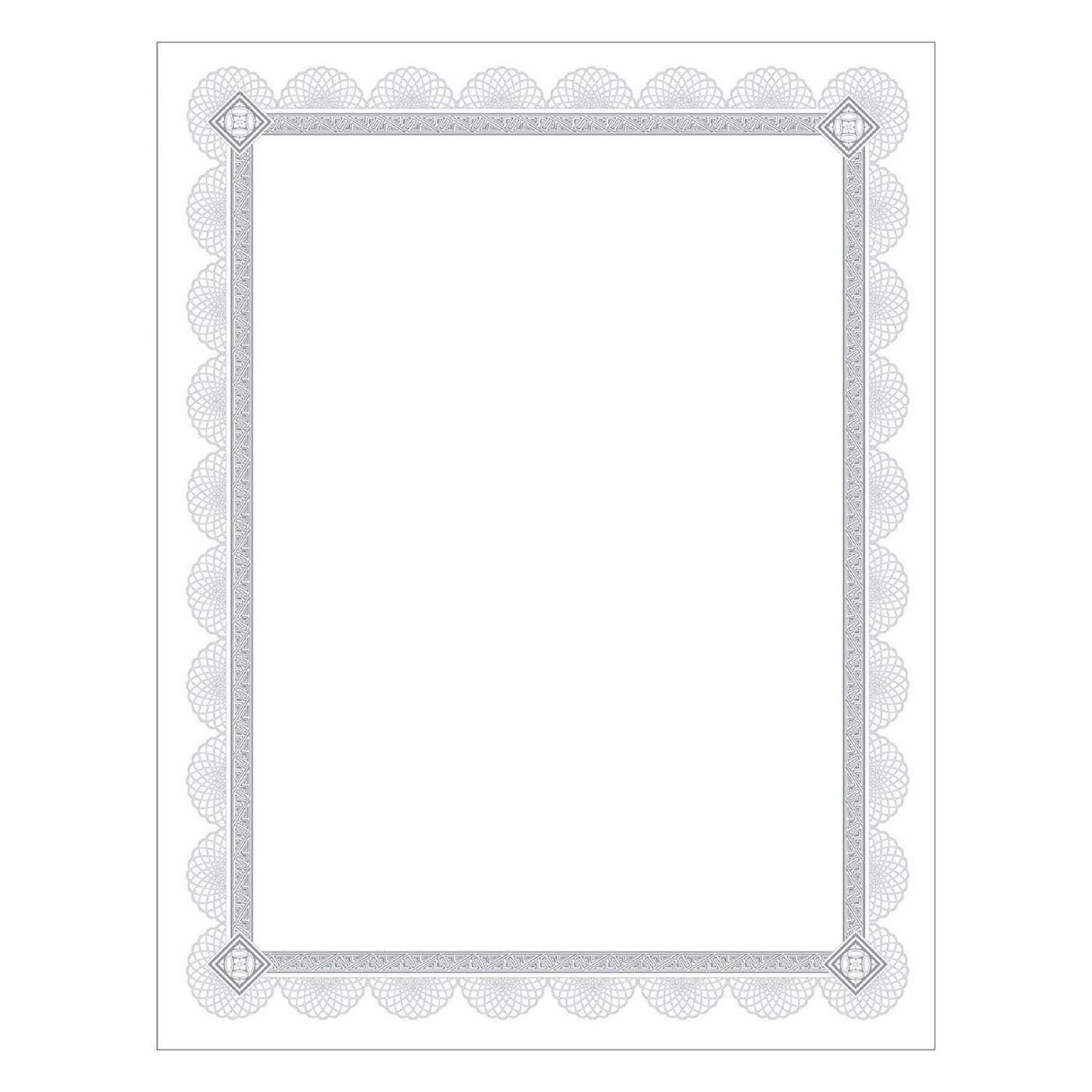 Southworth Premium Certificates, 8.5 x 11, White/Silver with Spiro Silver Foil Border,15/Pack (CTP2W)
