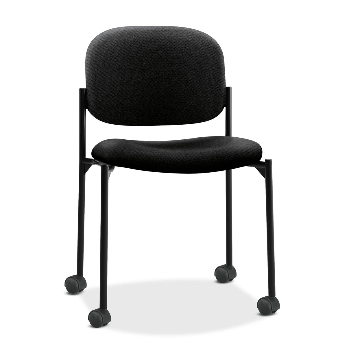 HON VL606 Stacking Guest Chair without Arms, Fabric Upholstery, 21.25" x 21" x 32.75", Black Seat, Black Back, Black Base (VL606VA10)