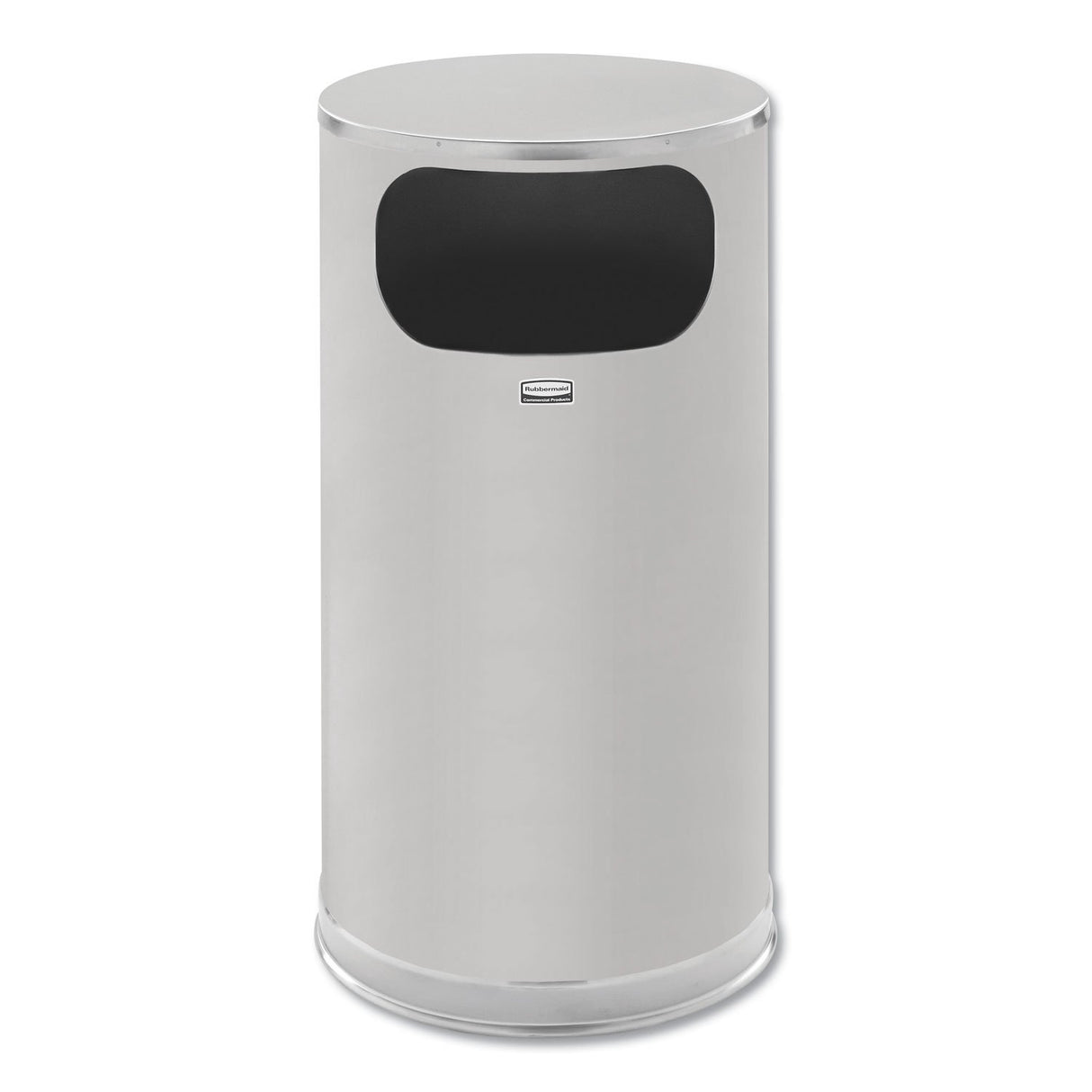 Rubbermaid Commercial European and Metallic Series Waste Receptacle with Large Side Opening, 12 gal, Steel, Satin Stainless (SO16SSSGL)