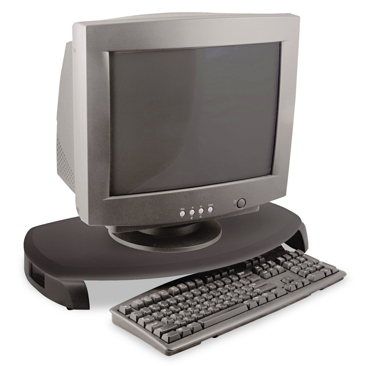 Kantek CRT/LCD Stand with Keyboard Storage, 23" x 13.25" x 3", Black, Supports 80 lbs (MS280B)