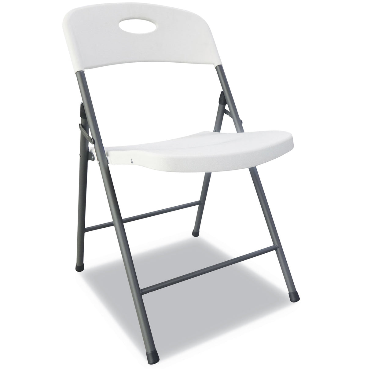 Alera Molded Resin Folding Chair, Supports Up to 225 lb, 18.19" Seat Height, White Seat, White Back, Dark Gray Base, 4/Carton (ALEFR9402)