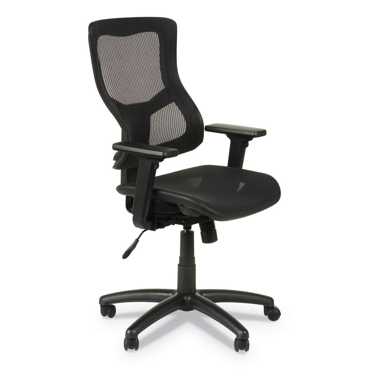 Alera Elusion II Series Suspension Mesh Mid-Back Synchro Seat Slide Chair, Supports 275 lb, 16.34" to 20.35" Seat, Black (ALEELT4218S)