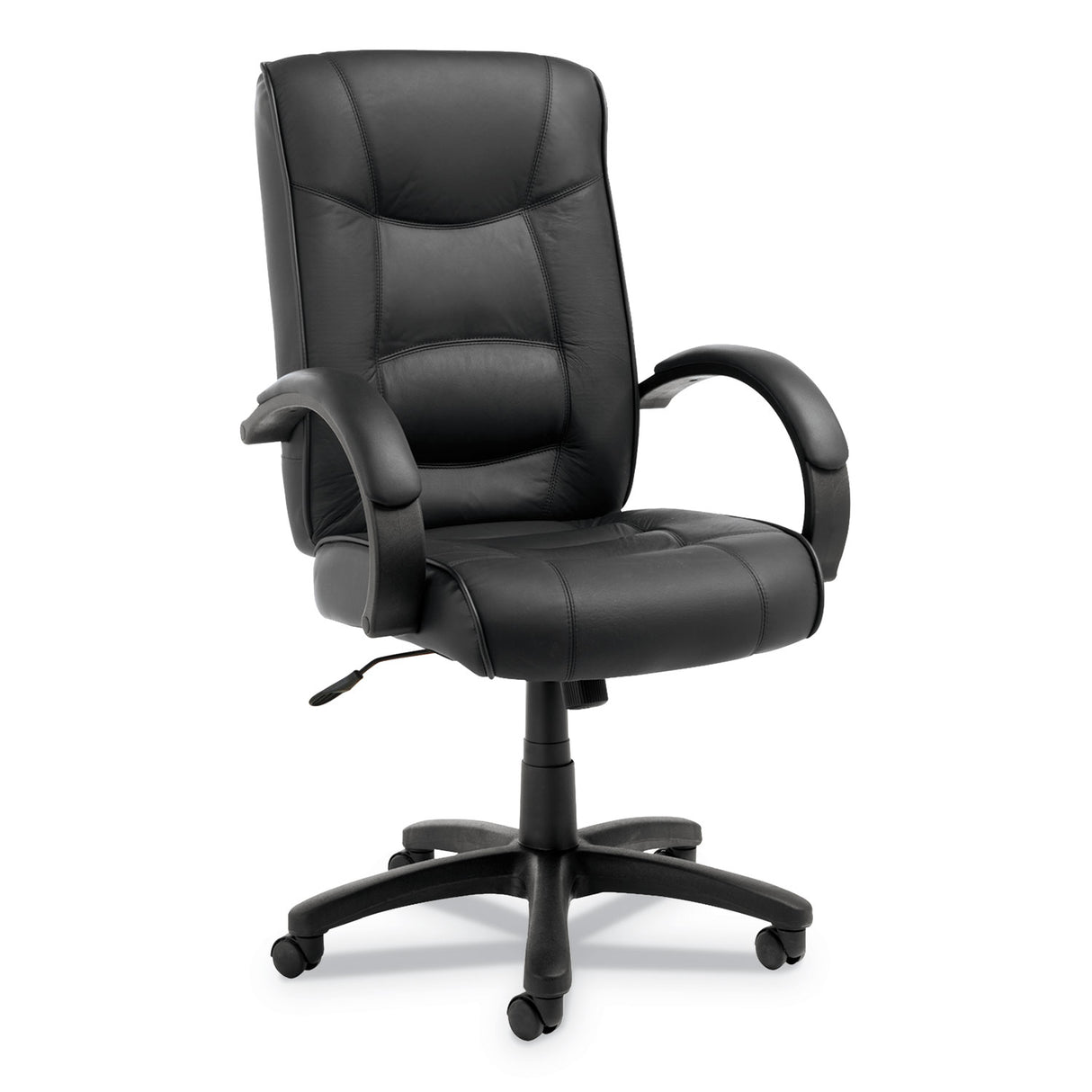 Alera Strada Series High-Back Swivel/Tilt Top-Grain Leather Chair, Supports Up to 275 lb, 17.91" to 21.85" Seat Height, Black (ALESR41LS10B)