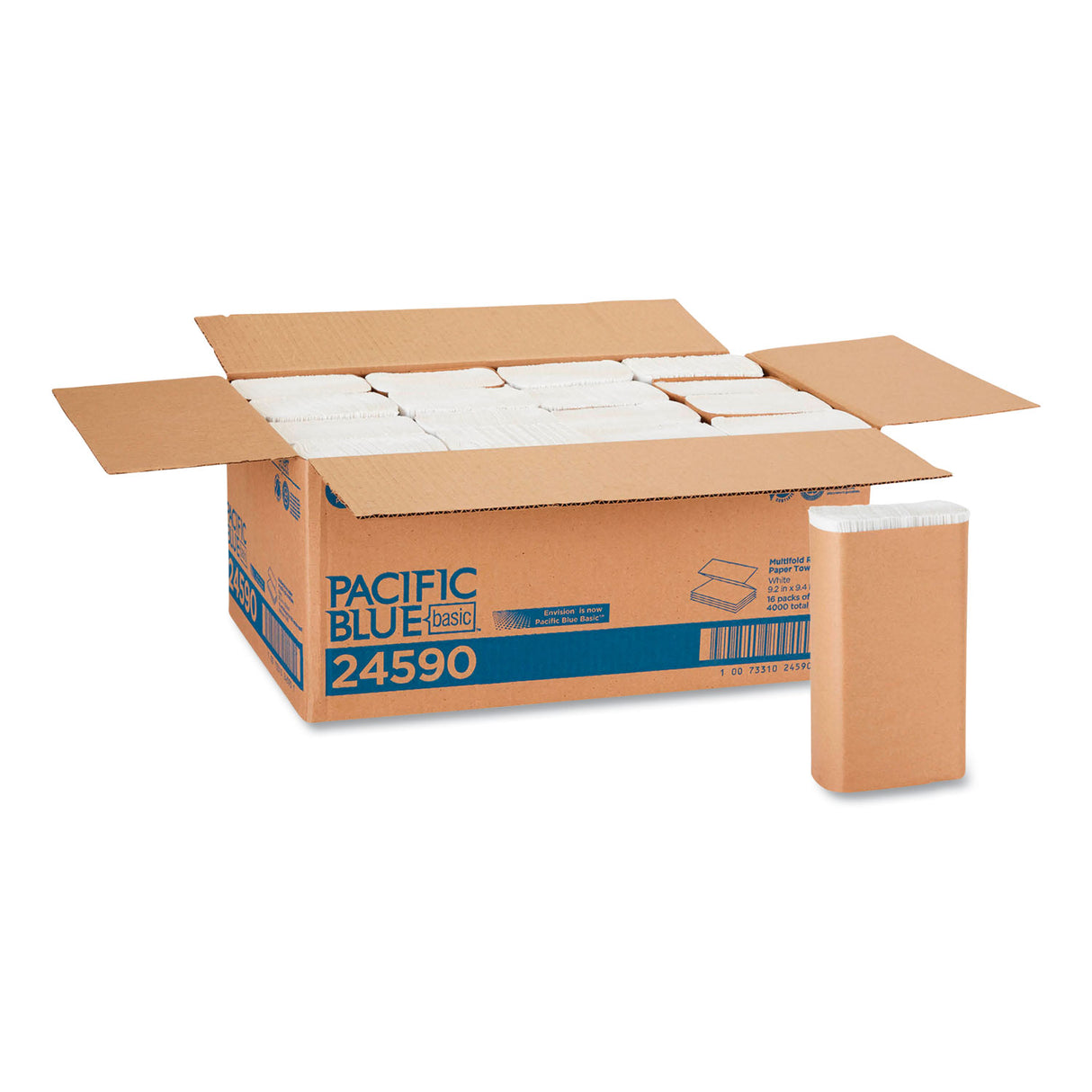 Pacific Blue® Multifold Paper Towels, 1-Ply, White, 4000 Towels (24590)