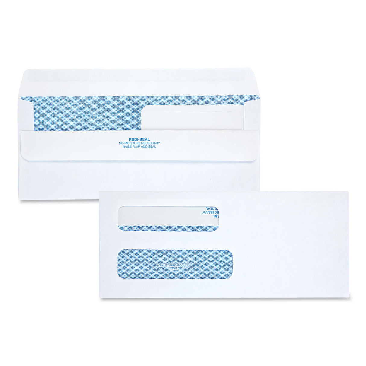 Quality Park Double Window Redi-Seal Security-Tinted Envelope, #8 5/8, Commercial Flap, Redi-Seal Closure, 3.63 x 8.63, White, 250/Carton (24531)