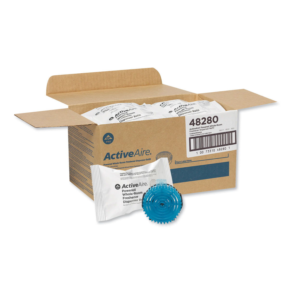 Activeaire Powered Whole-room Freshener, Coastal Breeze, Gel, Cartridge, 12/carton