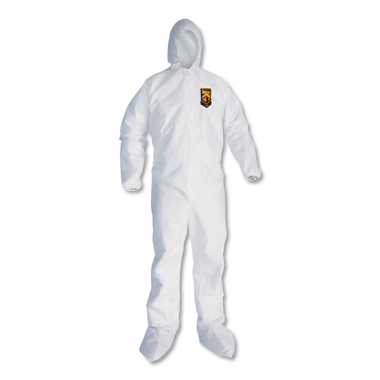 KleenGuard A20 Elastic Back and Ankle Hood and Boot Coveralls, X-Large, White, 24/Carton (49124)
