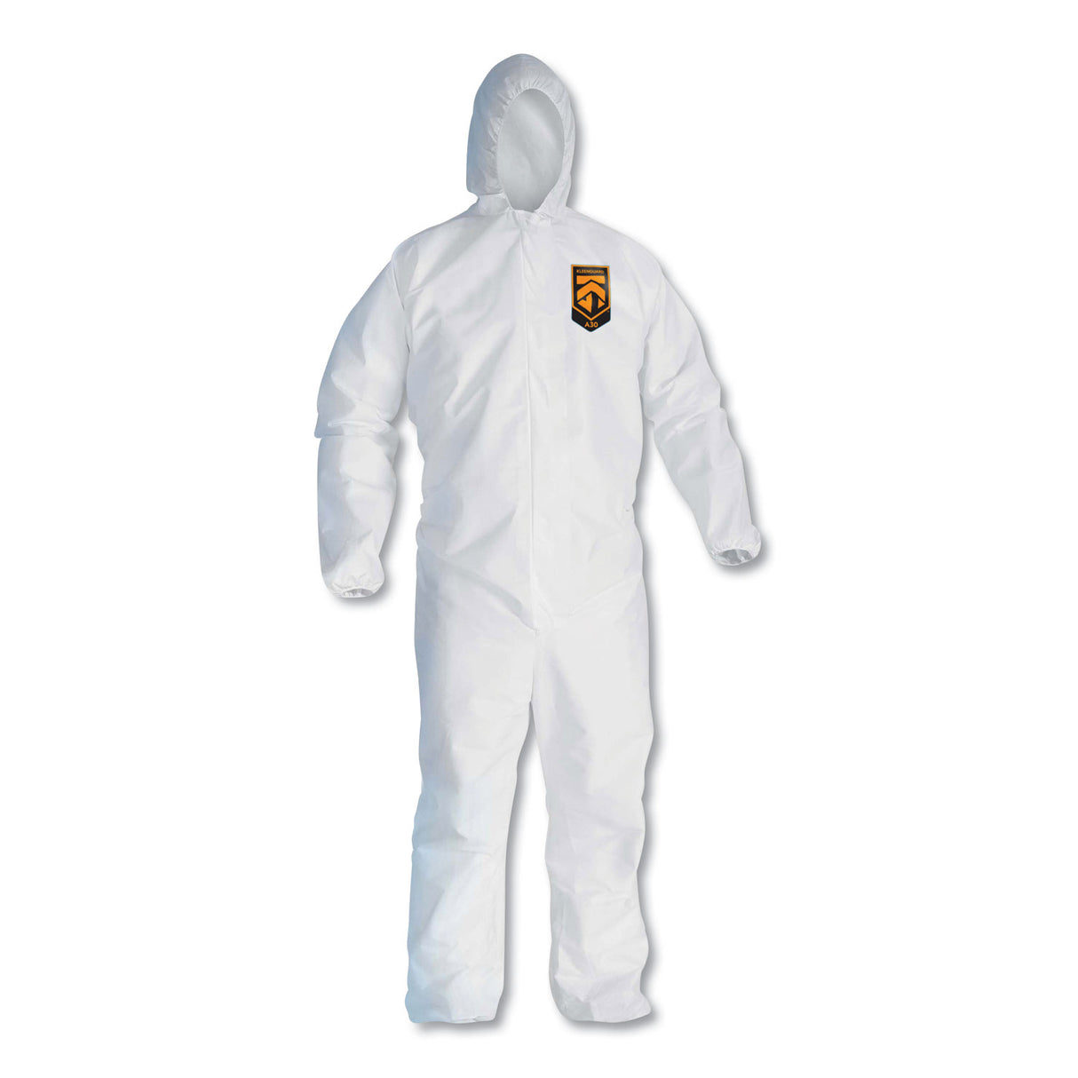 KleenGuard A30 Elastic Back and Cuff Hooded Coveralls, Medium, White, 25/Carton (46112)