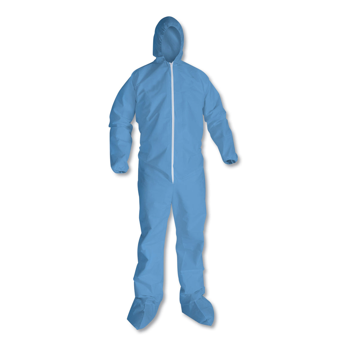 KleenGuard A65 Zipper Front Hood and Boot Flame-Resistant Coveralls, Elastic Wrist and Ankles, 2X-Large,Blue, 25/Carton (45355)