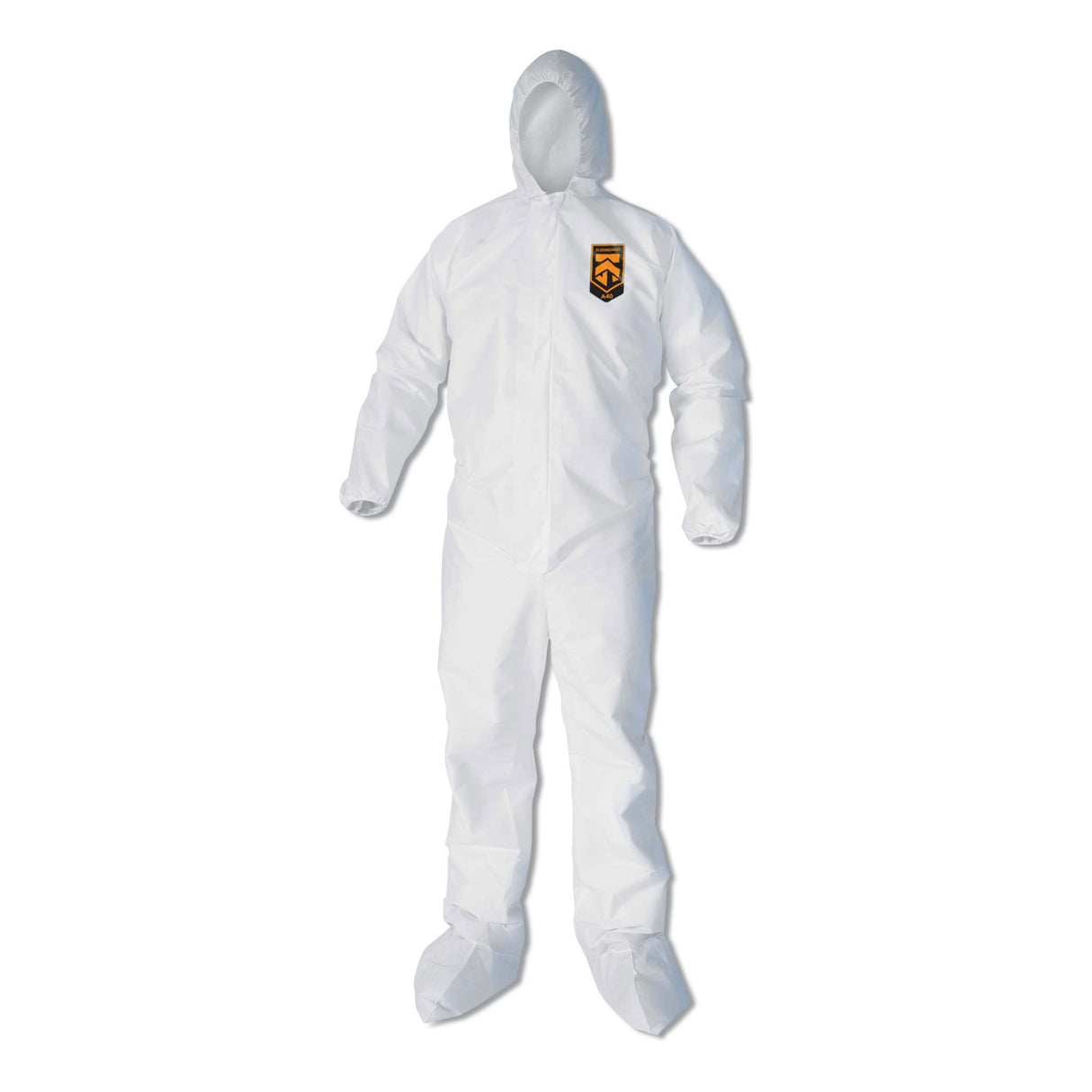 KleenGuard A40 Elastic-Cuff, Ankle, Hood and Boot Coveralls, 4X-Large, White, 25/Carton (44337)