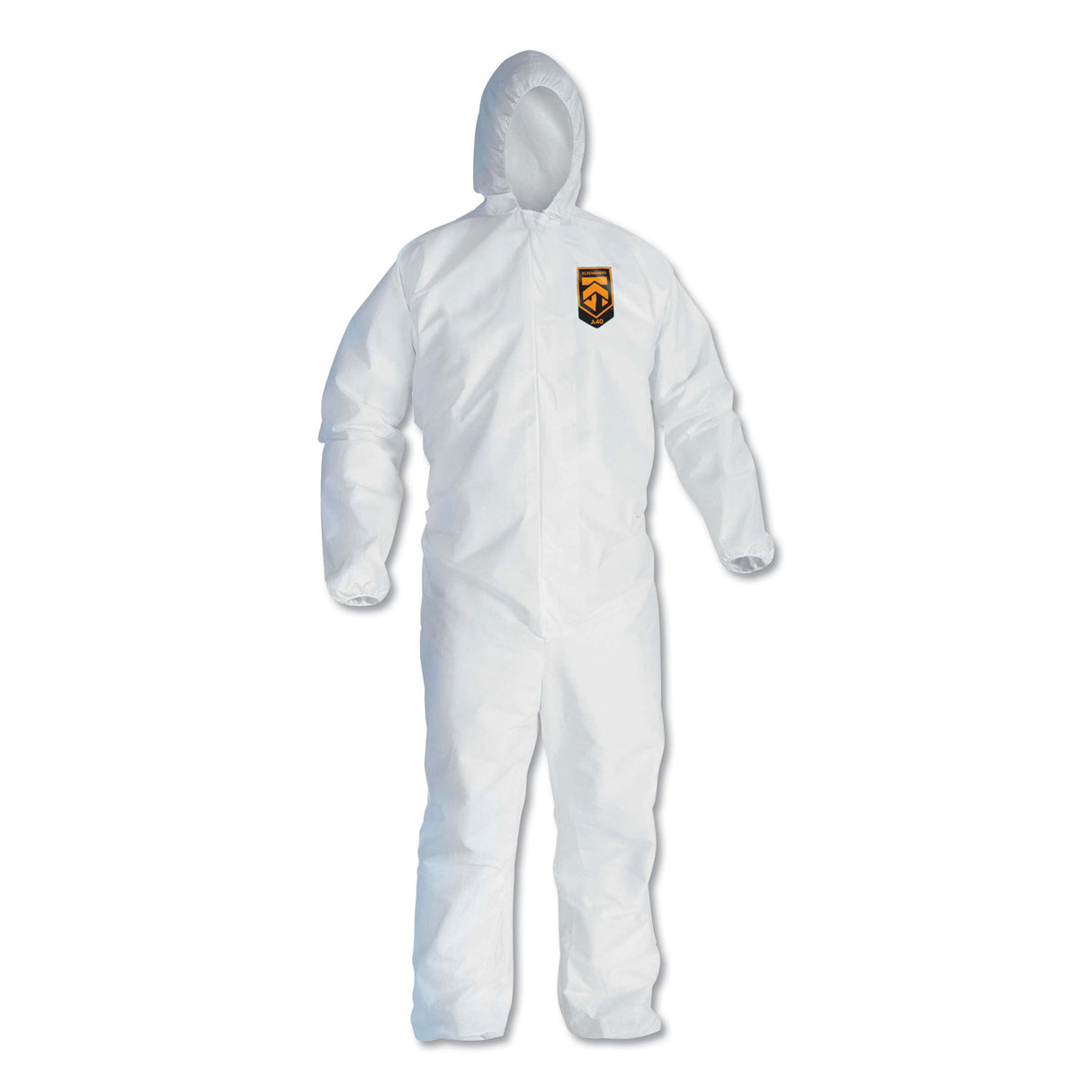 KleenGuard A40 Elastic-Cuff, Ankle, Hooded Coveralls, 3X-Large, White, 25/Carton (44326)