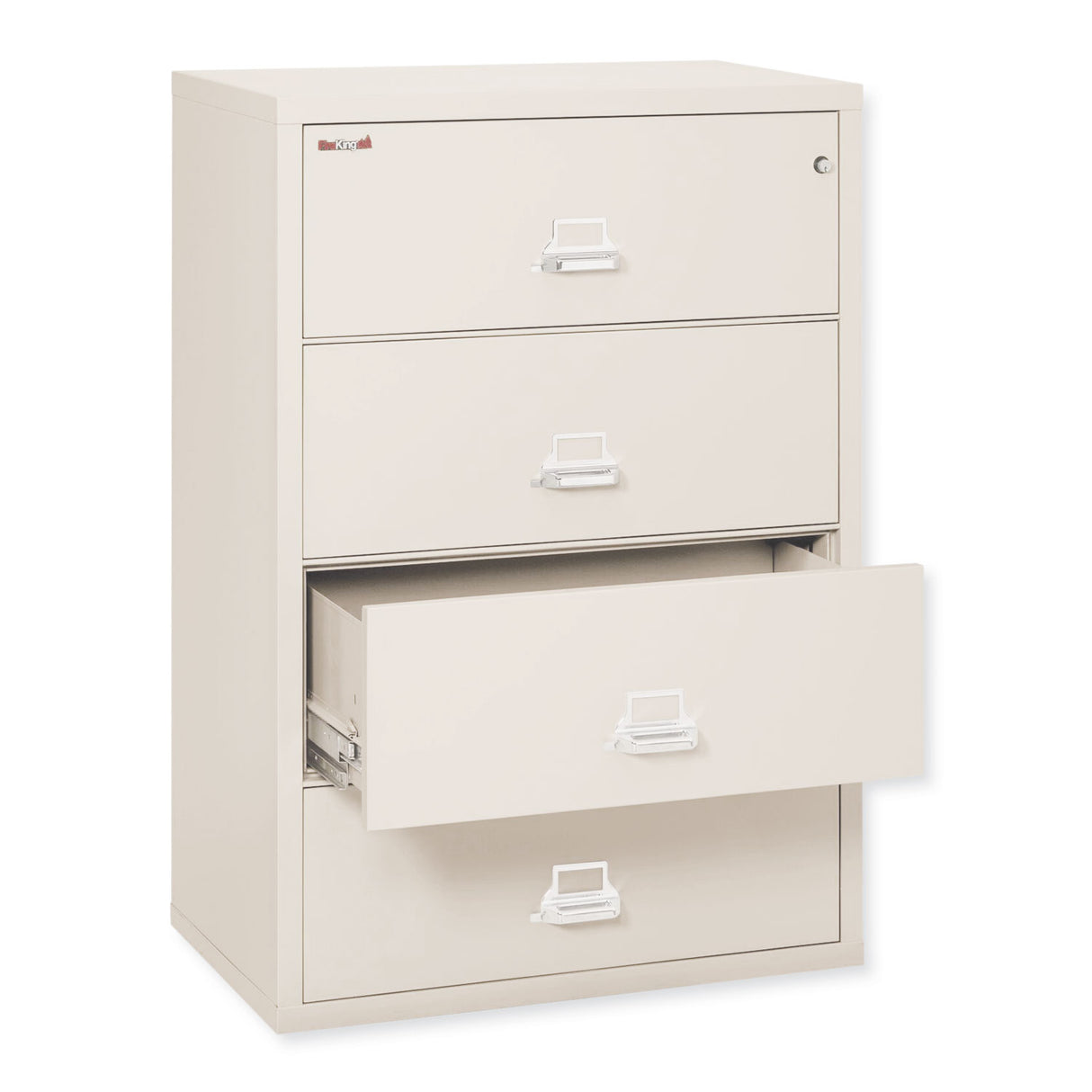 FireKing Insulated Lateral File, 4 Legal/Letter-Size File Drawers, Parchment, 37.5" x 22.13" x 52.75", 323.24 lb Overall Capacity (43822CPA)