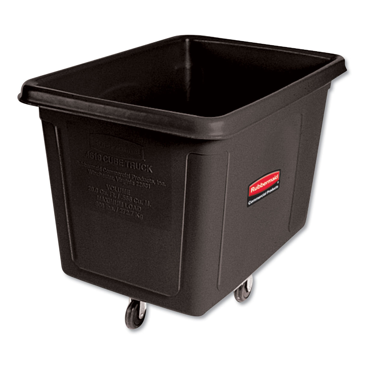Rubbermaid Commercial Cube Truck, 149 gal, 600 lb Capacity, Plastic, Black (4619BLA)