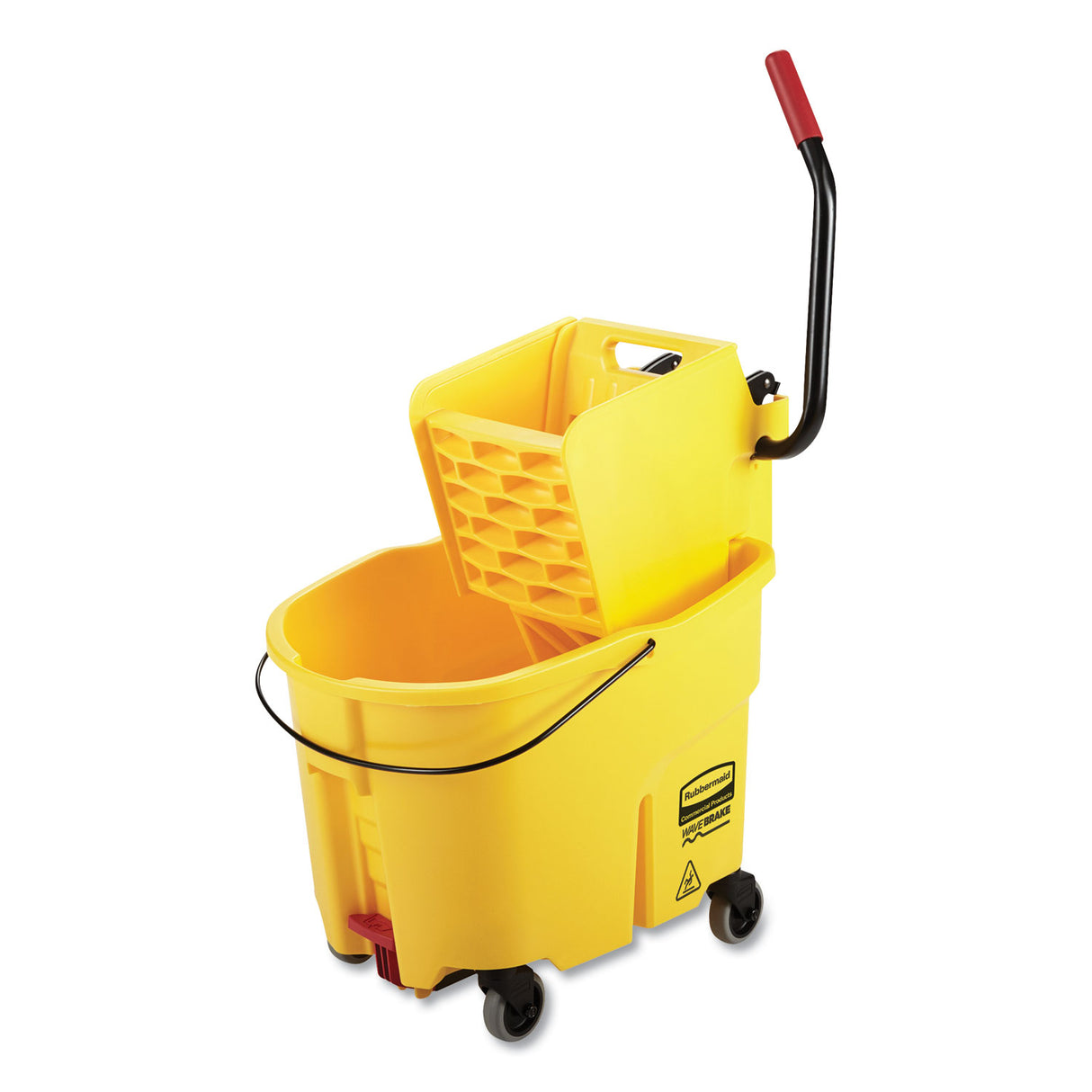 Rubbermaid WaveBrake 2.0 Bucket/Wringer Combos, 8.75 gal, Side Press with Drain, Yellow (2031764)