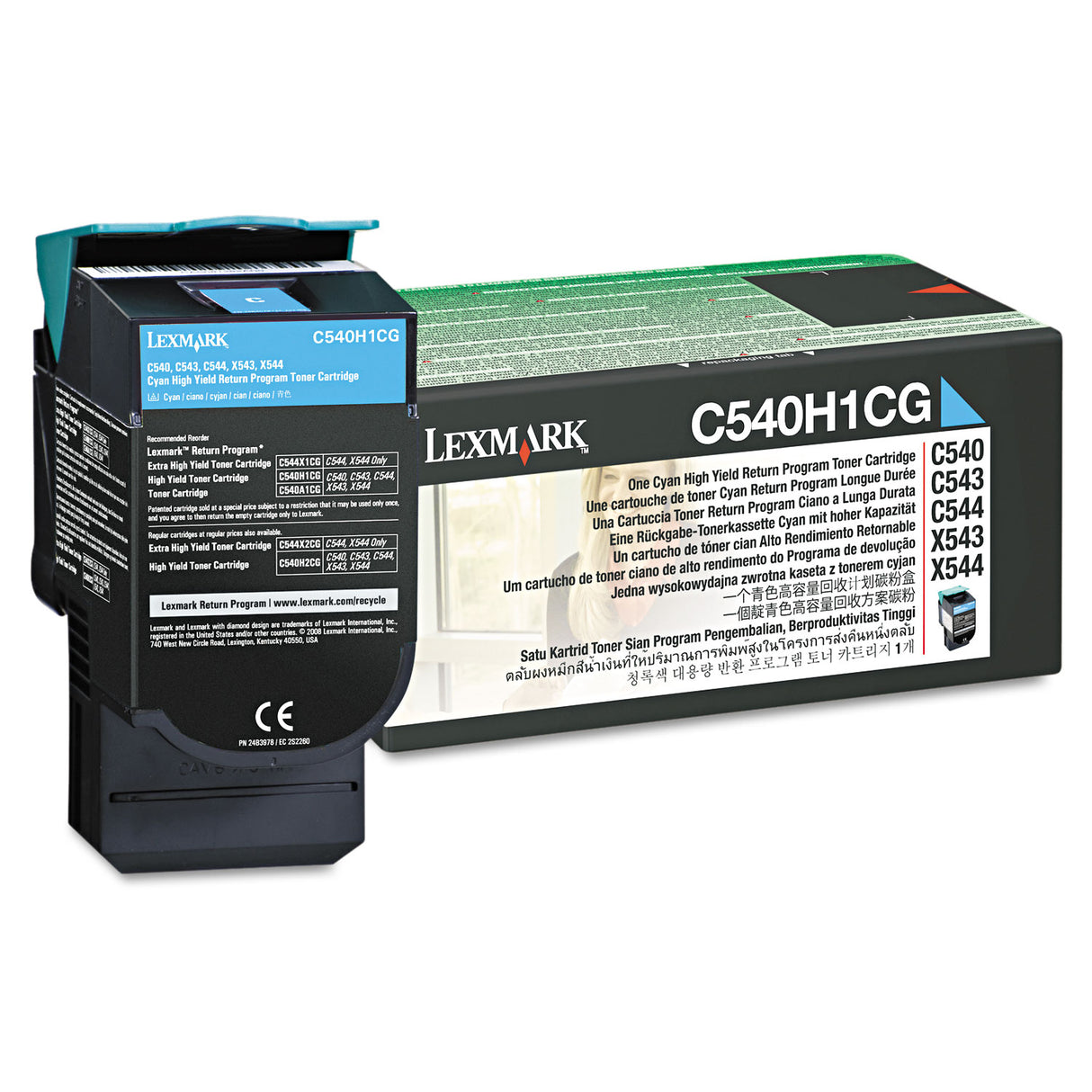Lexmark C540H1CG Return Program High-Yield Toner, 2,000 Page-Yield, Cyan