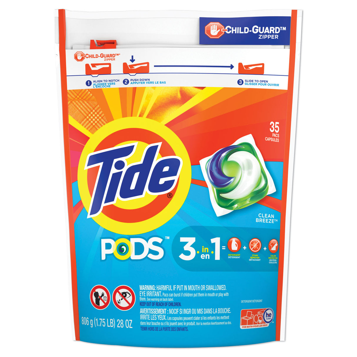Tide Pods Laundry Detergent, Clean Breeze, 35 Pods, 4 Packs (93126CT)