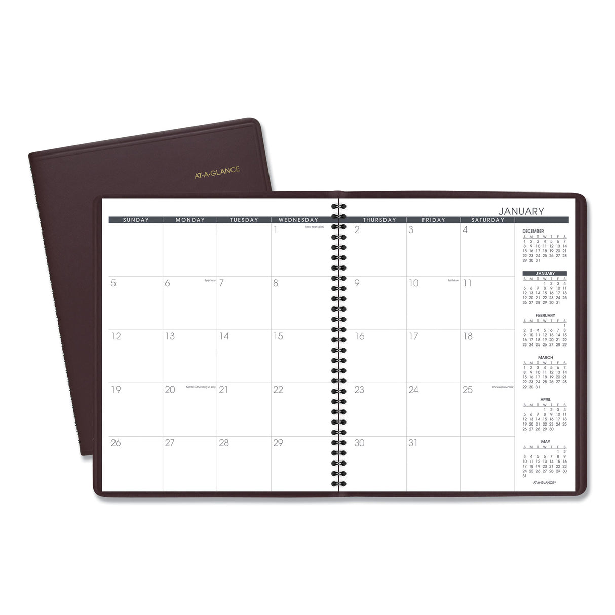 AT-A-GLANCE Monthly Planner, 11 x 9, Winestone Cover, 15-Month: Jan 2025 to Mar 2026 (7026050)