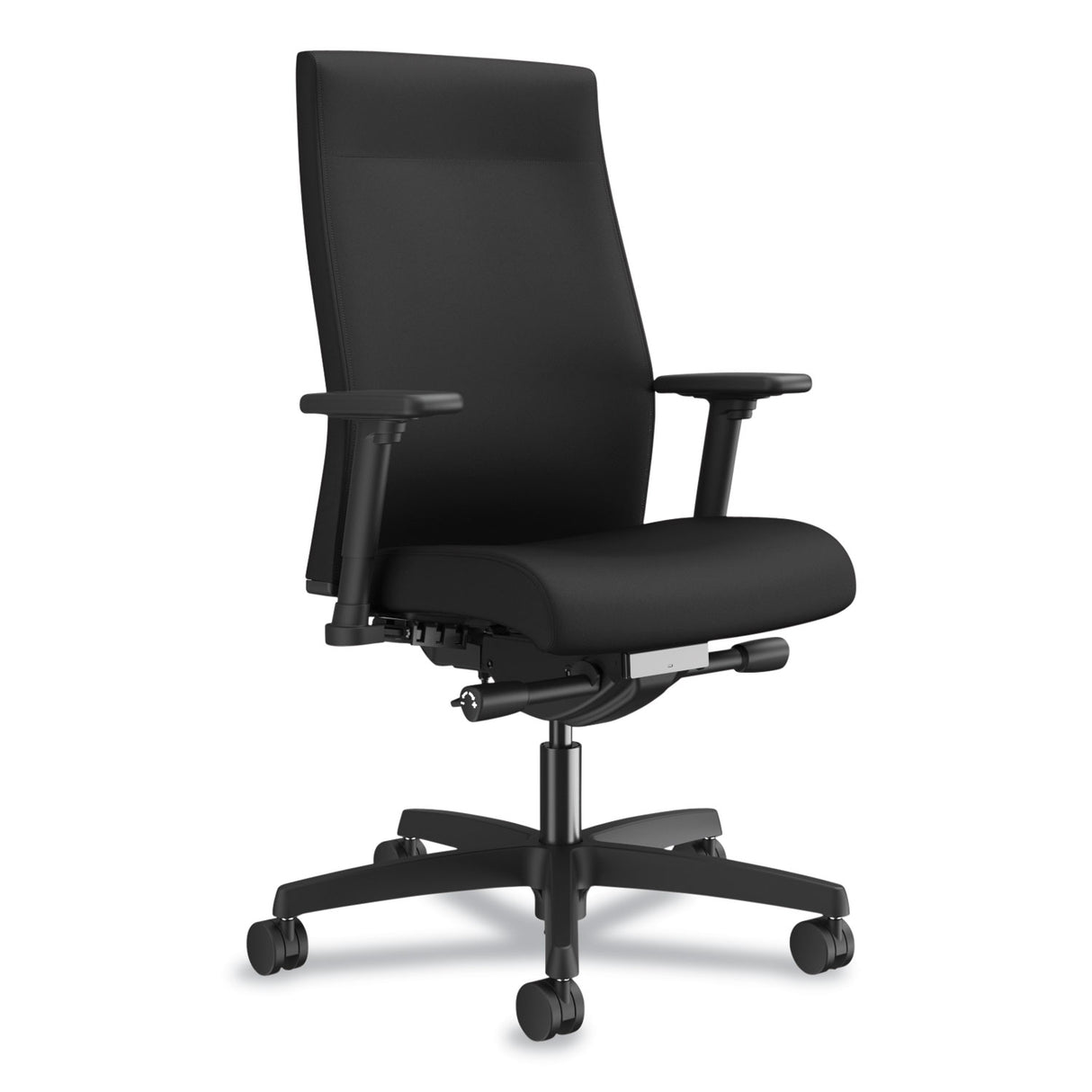 HON Ignition 2.0 Upholstered Mid-Back Task Chair With Lumbar, Supports Up to 300 lb, 17" to 22" Seat Height, Black (I2UL2AC10TK)