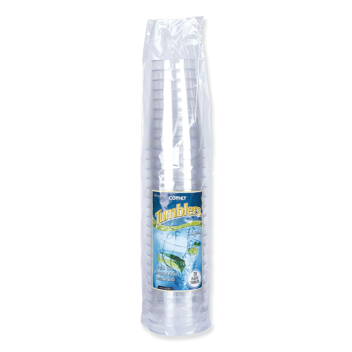 WNA Comet Plastic Tumblers, Tall, 12 oz, Clear, 500/Carton (PGT12)