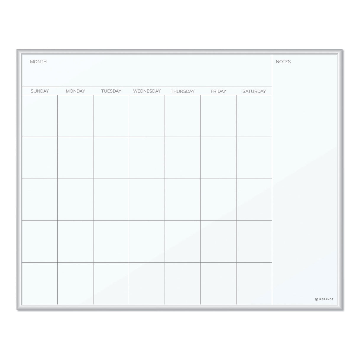 U Brands Magnetic Dry Erase Board, Undated One Month, 20 x 16, White Surface, Silver Aluminum Frame (361U0001)