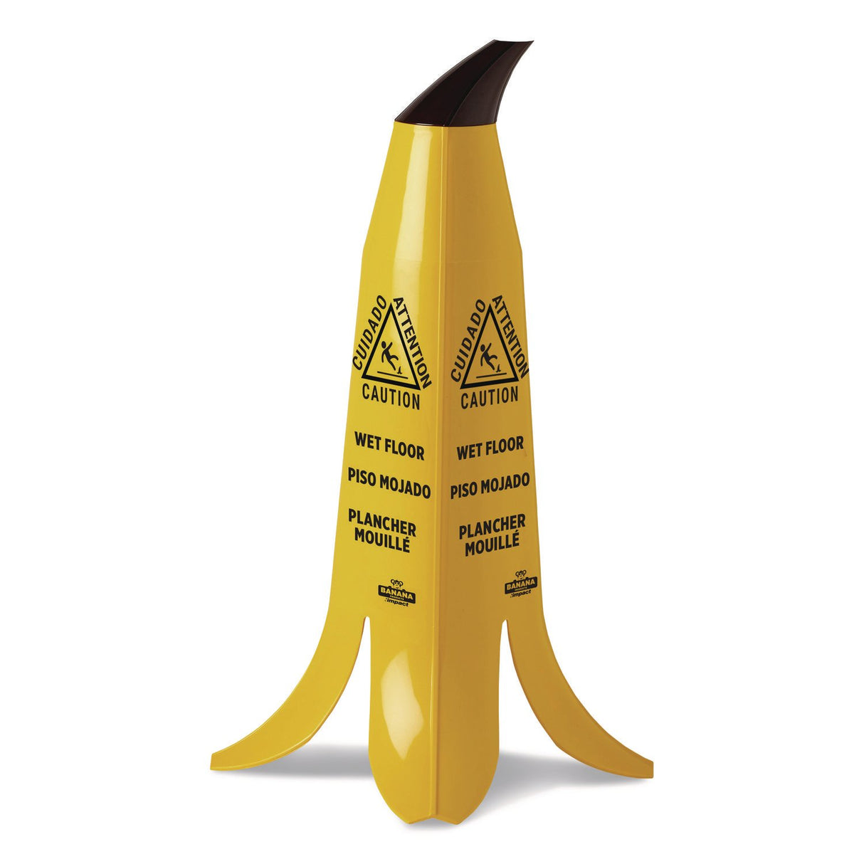 Impact Banana Wet Floor Cones, 11 x 11.15 x 23.25, Yellow/Brown/Black (B1001)