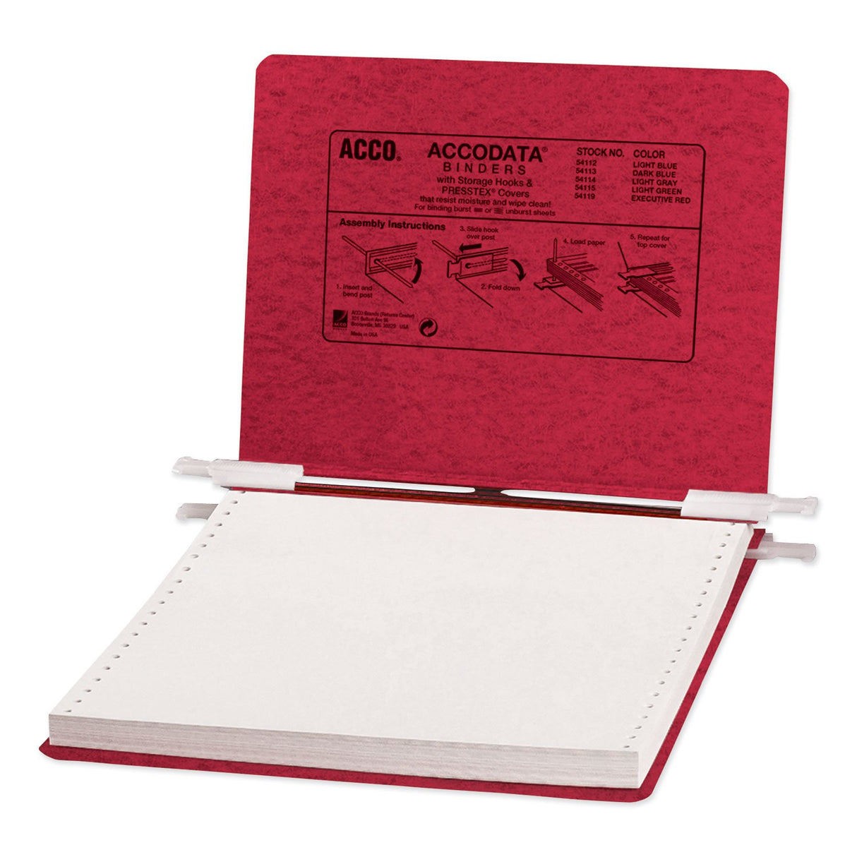 Acco PRESSTEX Covers with Storage Hooks, 2 Posts, 6" Capacity, 9.5 x 11, Executive Red (54119)