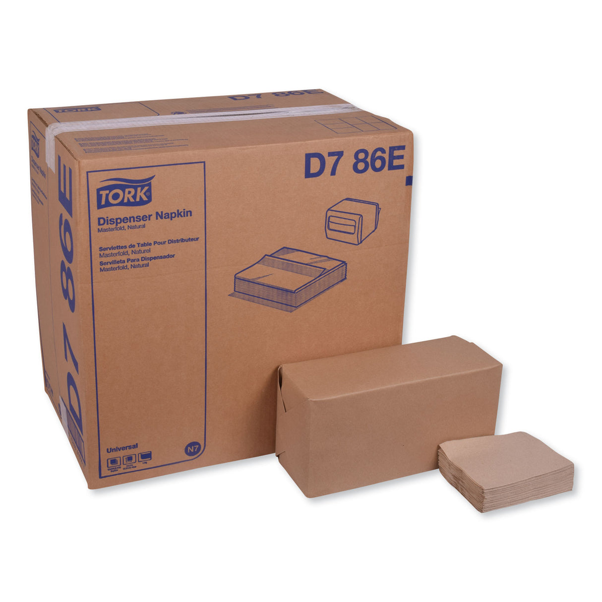 Tork® Masterfold Dispenser Napkins, Brown, 500 Napkin Pack, 12 Packs (D786E)