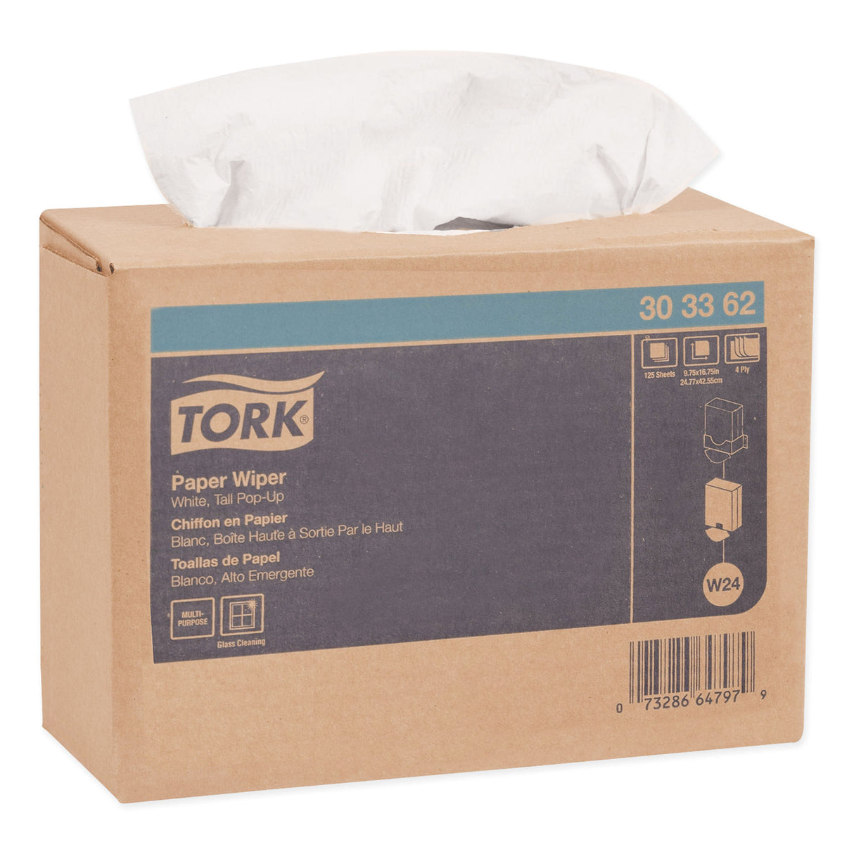 Tork® Multipurpose Paper Wiper, 4-Ply, White, 1000 Wipers (303362)