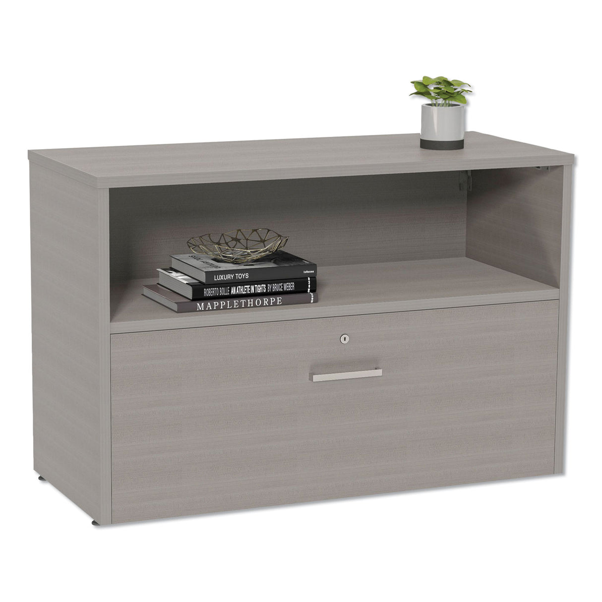 Linea Italia Urban 36" Credenza, Bottom Pedestal, 35.25w x 15.25d x 23.75h, Ash (UR604ASH)